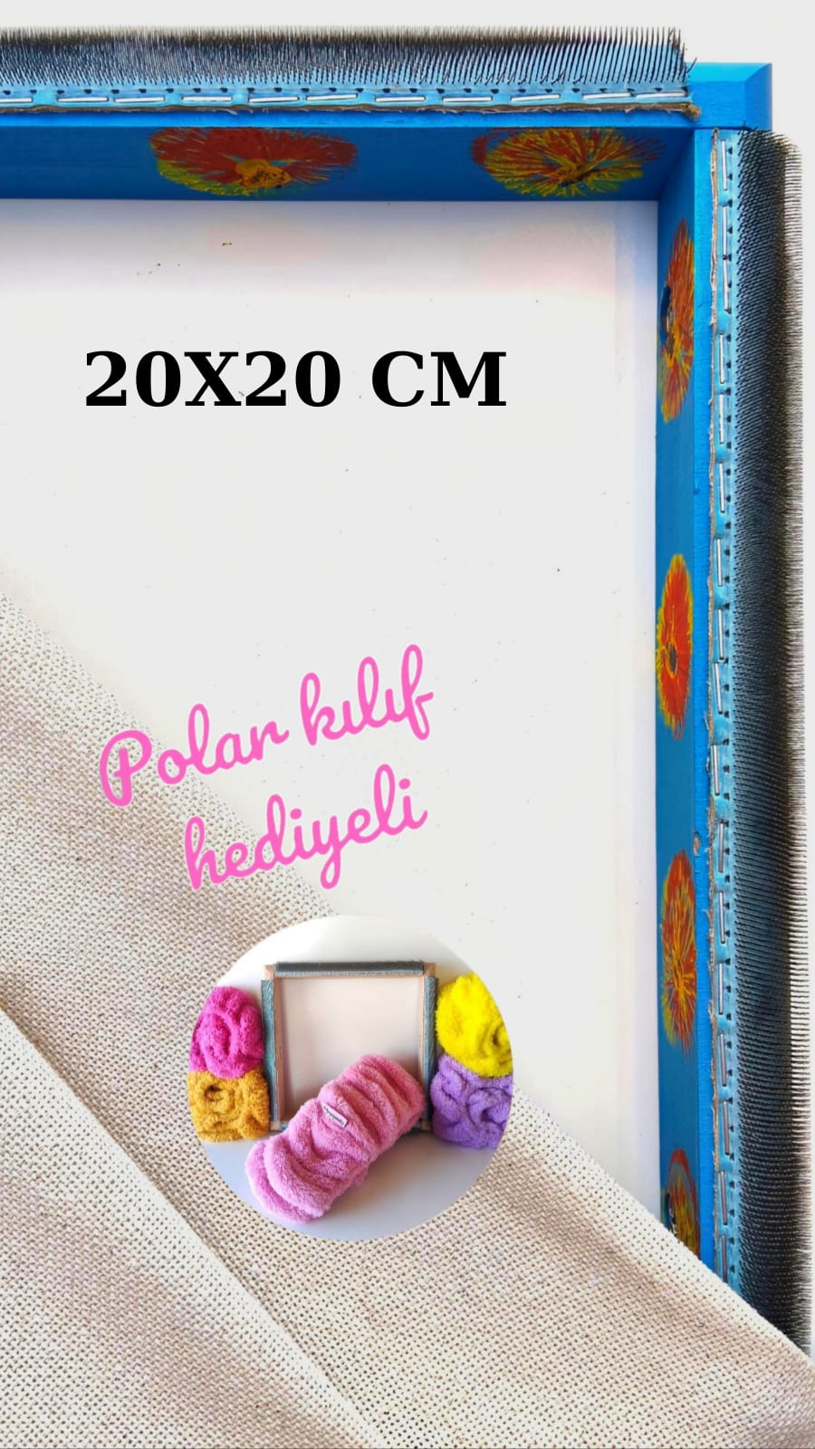 Mavi Çiçekli Sihirli Punch (İğneli/Telli) Kasnak (KILIF HEDİYELİ !!)