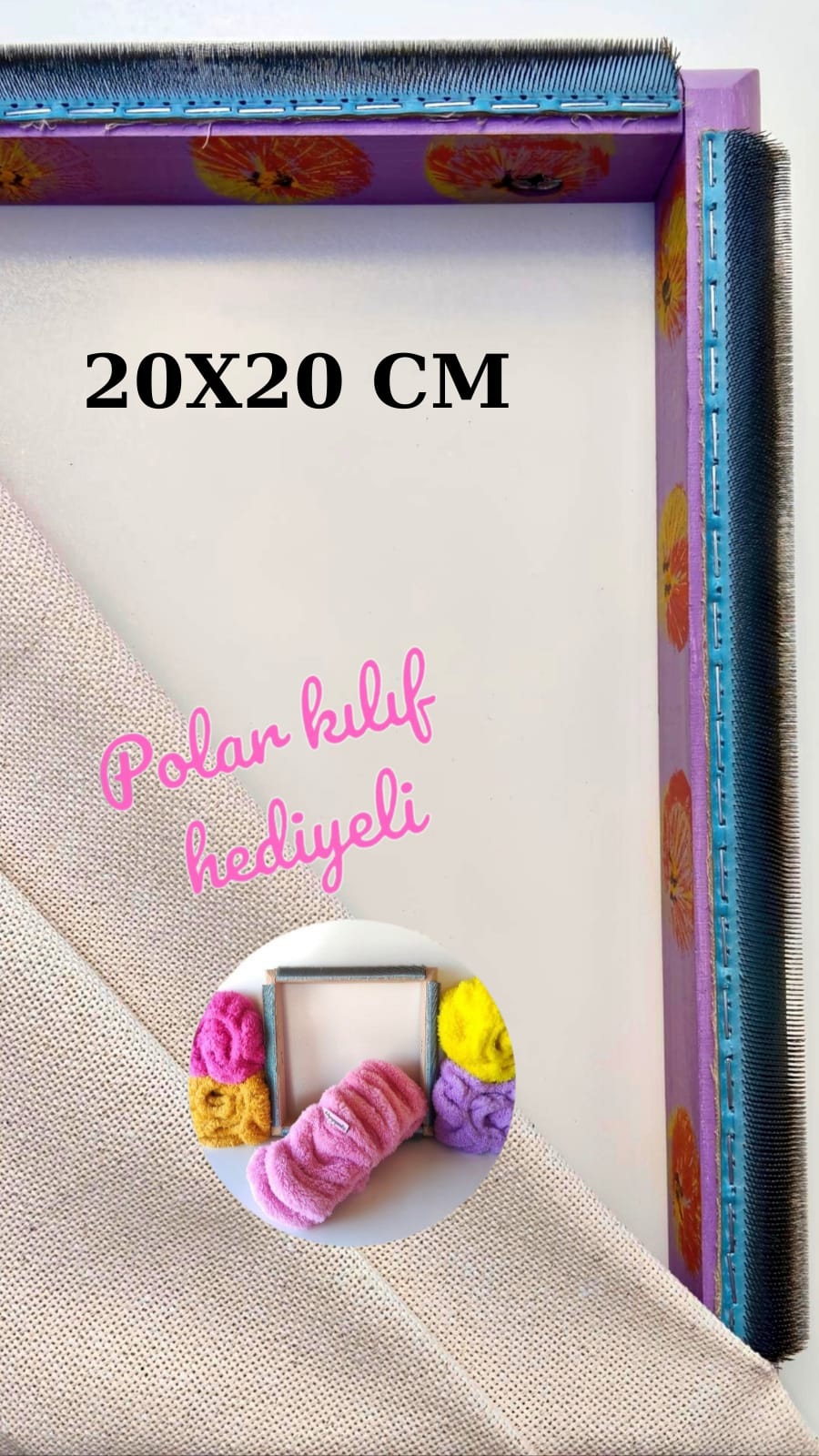 Lila Çiçekli Sihirli Punch (İğneli/Telli) Kasnak (KILIF HEDİYELİ !!)