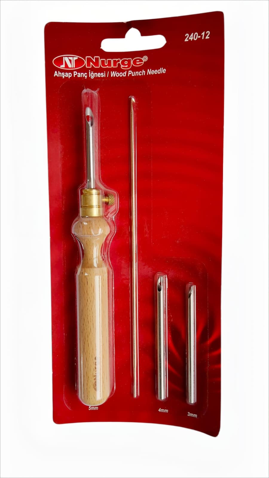 Nurge Ahşap Saplı Kalın Uçlu Punch İğne Seti/3 İğneli ( 3mm-4mm-5mm )