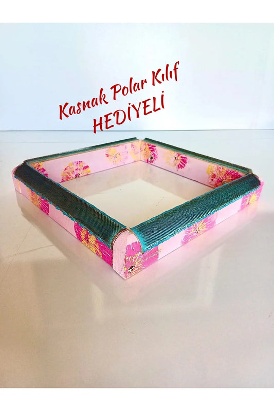 45X45 cm Pembe Çiçekli Sihirli Punch(panç) (KASNAK KILIF HEDİYELİ) Telli/İğneli Ahşap Nakış Kasnak