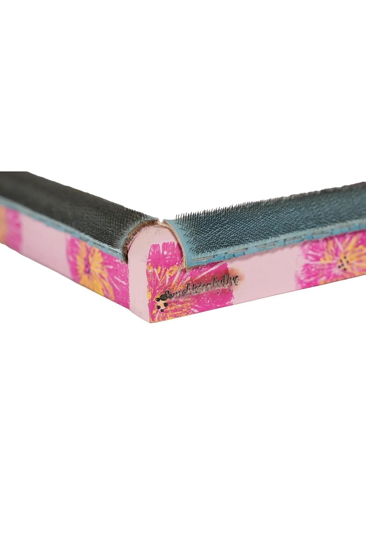 45X45 cm Pembe Çiçekli Sihirli Punch(panç) (KASNAK KILIF HEDİYELİ) Telli/İğneli Ahşap Nakış Kasnak