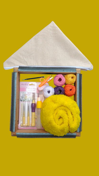 25x25 cm Sihirli/iğneli/Telli Kasnak Punch Nakış Kiti , Punç Başlangıç Seti , Kasnak kılıf hediyeli