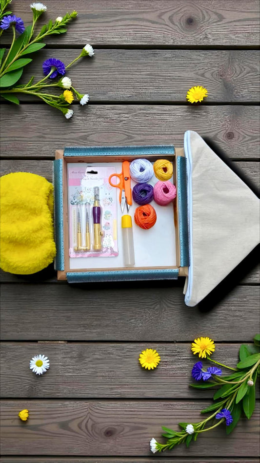 25x25 cm Sihirli/iğneli/Telli Kasnak Punch Nakış Kiti , Punç Başlangıç Seti , Kasnak kılıf hediyeli