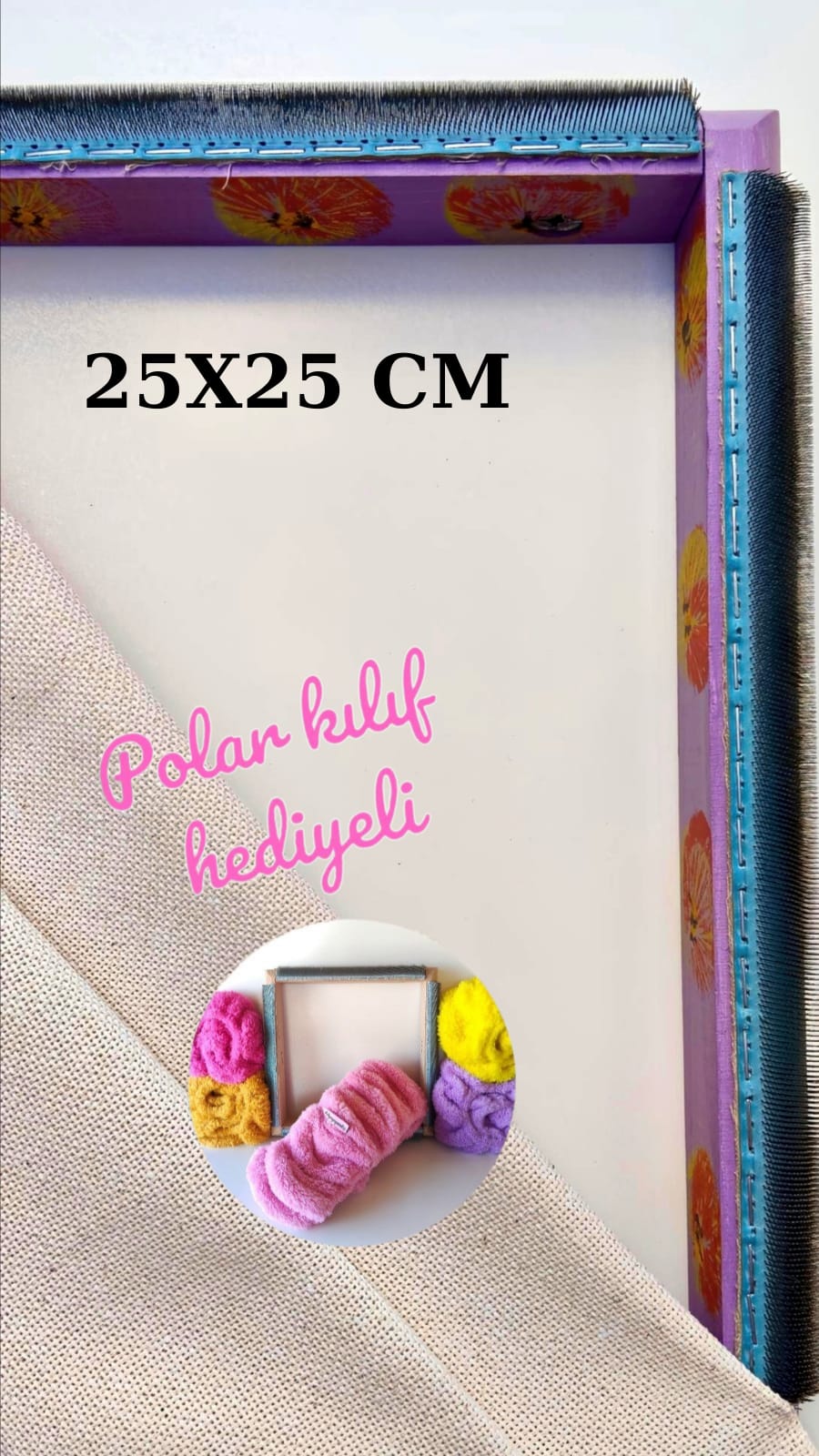 Lila Çiçekli Sihirli Punch (İğneli/Telli) Kasnak (KILIF HEDİYELİ !!)