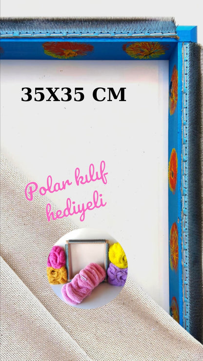 Mavi Çiçekli Sihirli Punch (İğneli/Telli) Kasnak (KILIF HEDİYELİ !!)