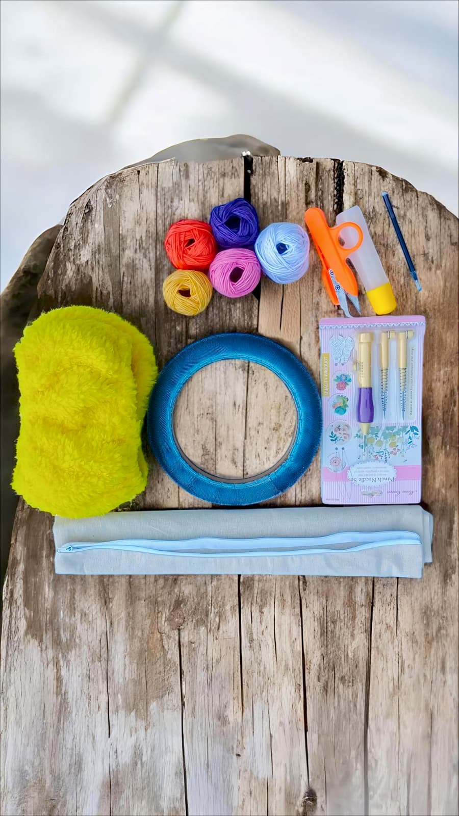 14 cm Yuvarlak Sihirli/iğneli/Telli Punch Kasnak Nakış Kiti , Punç Başlangıç Seti , Kılıf hediyeli