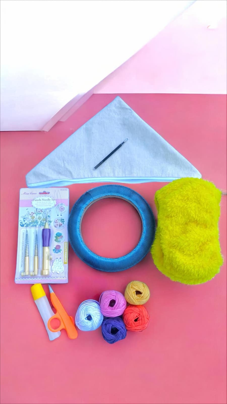 14 cm Yuvarlak Sihirli/iğneli/Telli Punch Kasnak Nakış Kiti , Punç Başlangıç Seti , Kılıf hediyeli