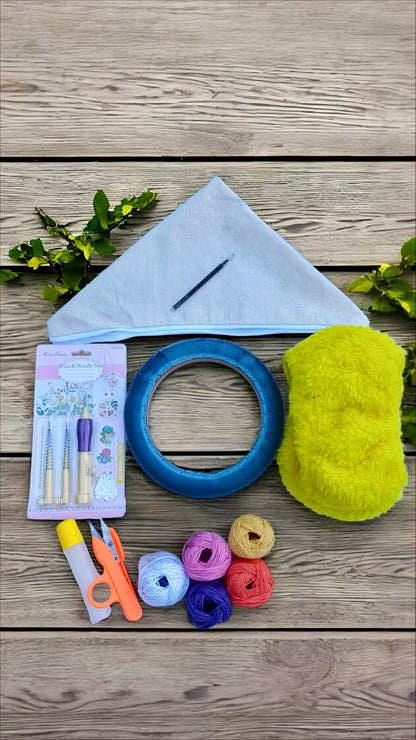 14 cm Yuvarlak Sihirli/iğneli/Telli Punch Kasnak Nakış Kiti , Punç Başlangıç Seti , Kılıf hediyeli