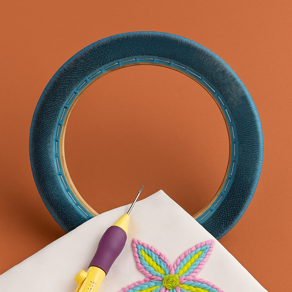 21cm Yuvarlak Sihirli iğneli/Telli) Punch Nakış Kasnağı(Kasnak Kılıf Hediyeli!!)